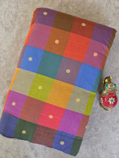 Madras kattam prewashed with butta weave fabric (4 inches*4 inches) - MD102