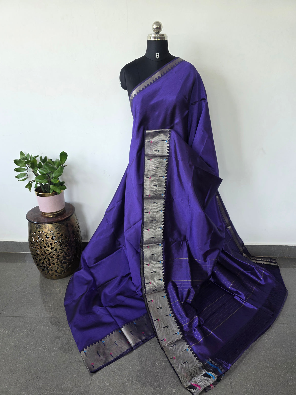 Premium  paithani semi mangalagiri pattu saree(Voilet)-MAA224