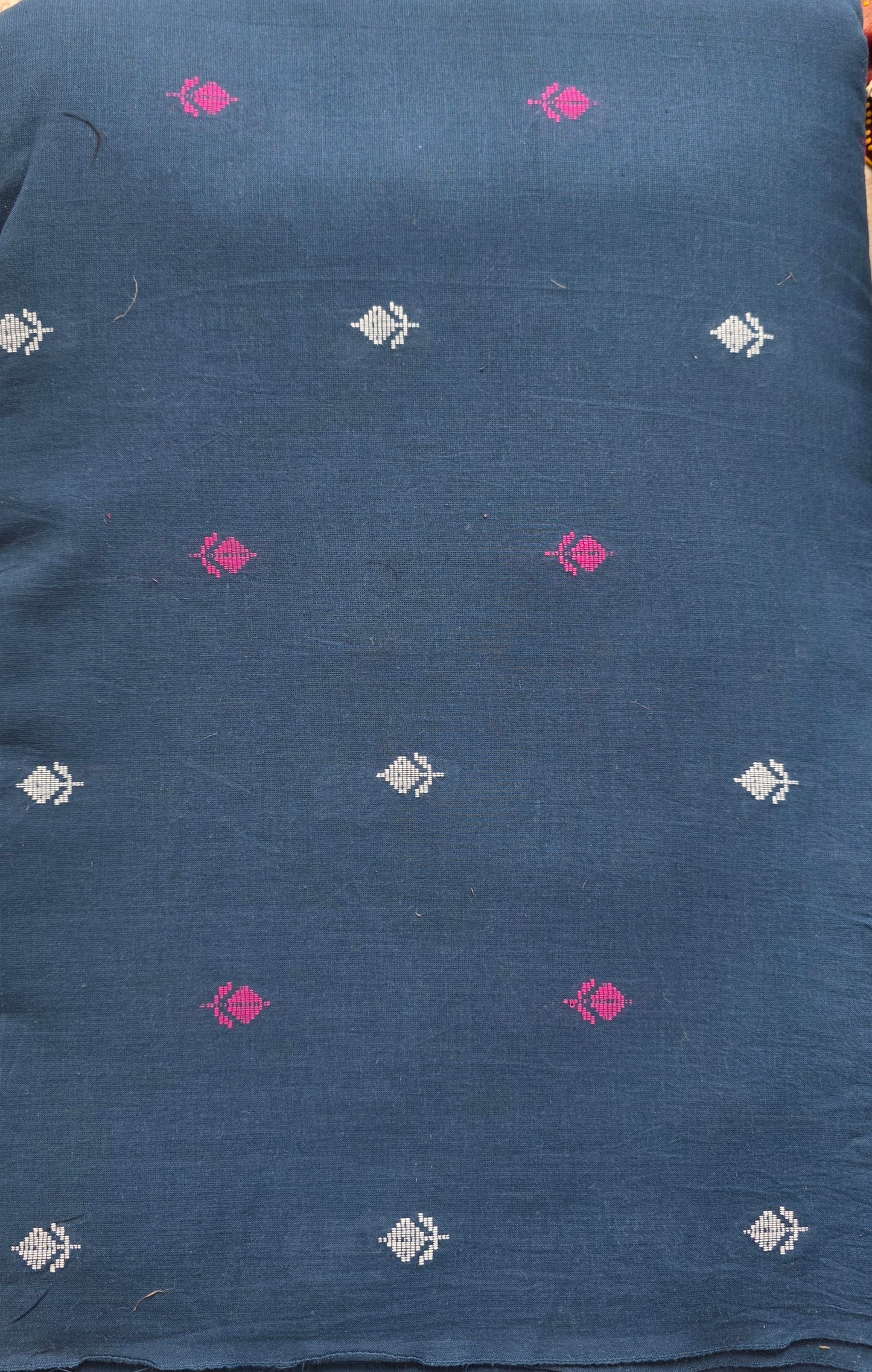 Mercerised cords pure handloom cotton running material ( 5 mtrs ) - blue