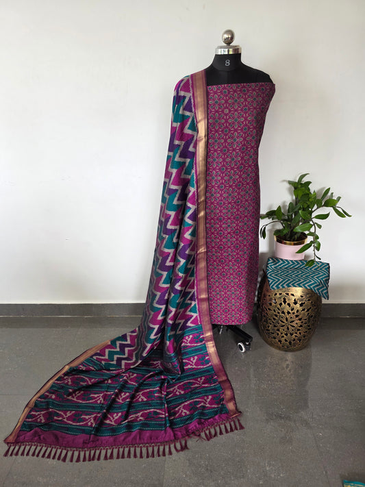 patola silk dress material Pure silk patola print full dress material