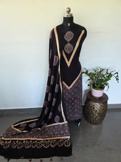 Handcrafted ajrakh modal silk set -HZ321