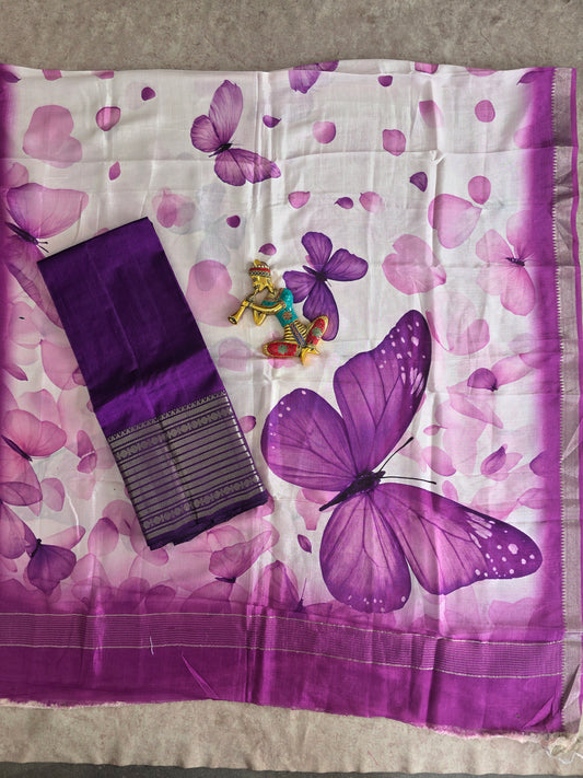 Handloom mangalagiri silk top with pure mangalagiri digital silk shawl - ML60