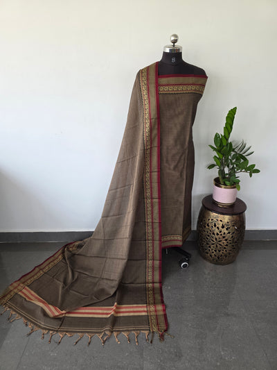 Mercerised narayanapet salwar set with annam border (4.5 meters) - NA127
