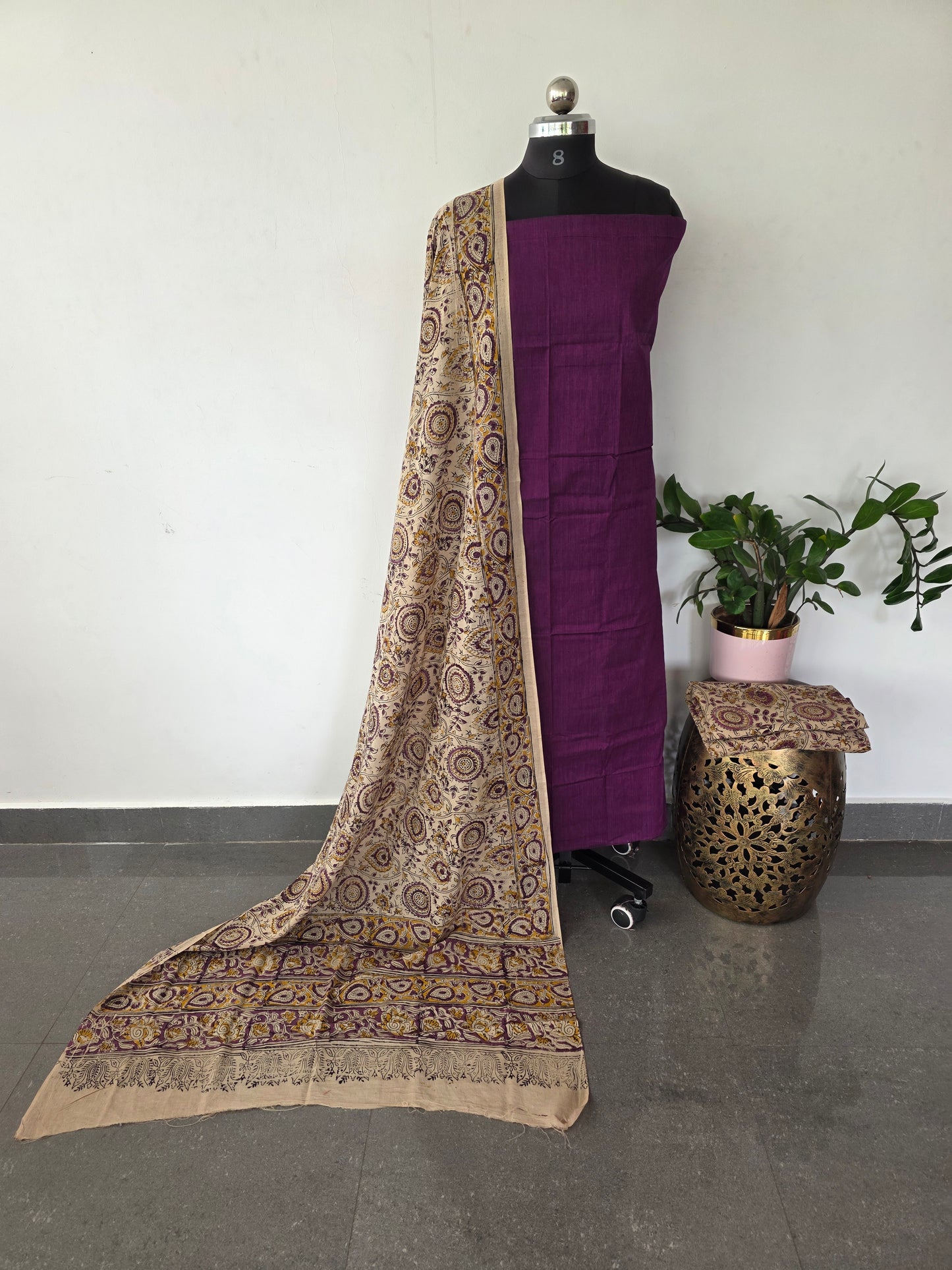 Handblock kalamkari cotton set - AK433