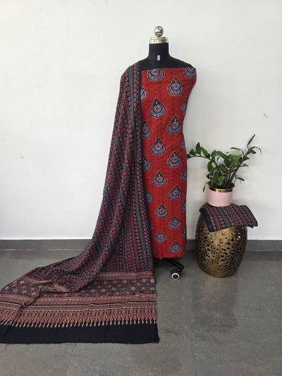 Handcrafted hakoba ajrakh cotton set -HZ339