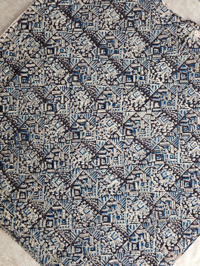 Handblock pure kalamkari cotton running material - DB36