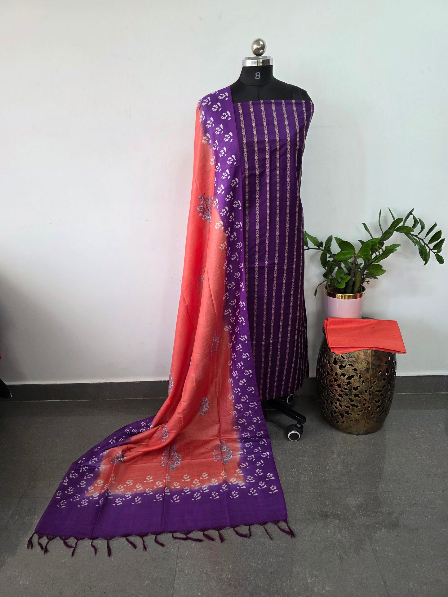 Bhagalpuri katan weaving set with discharge print duppatta  - BA415