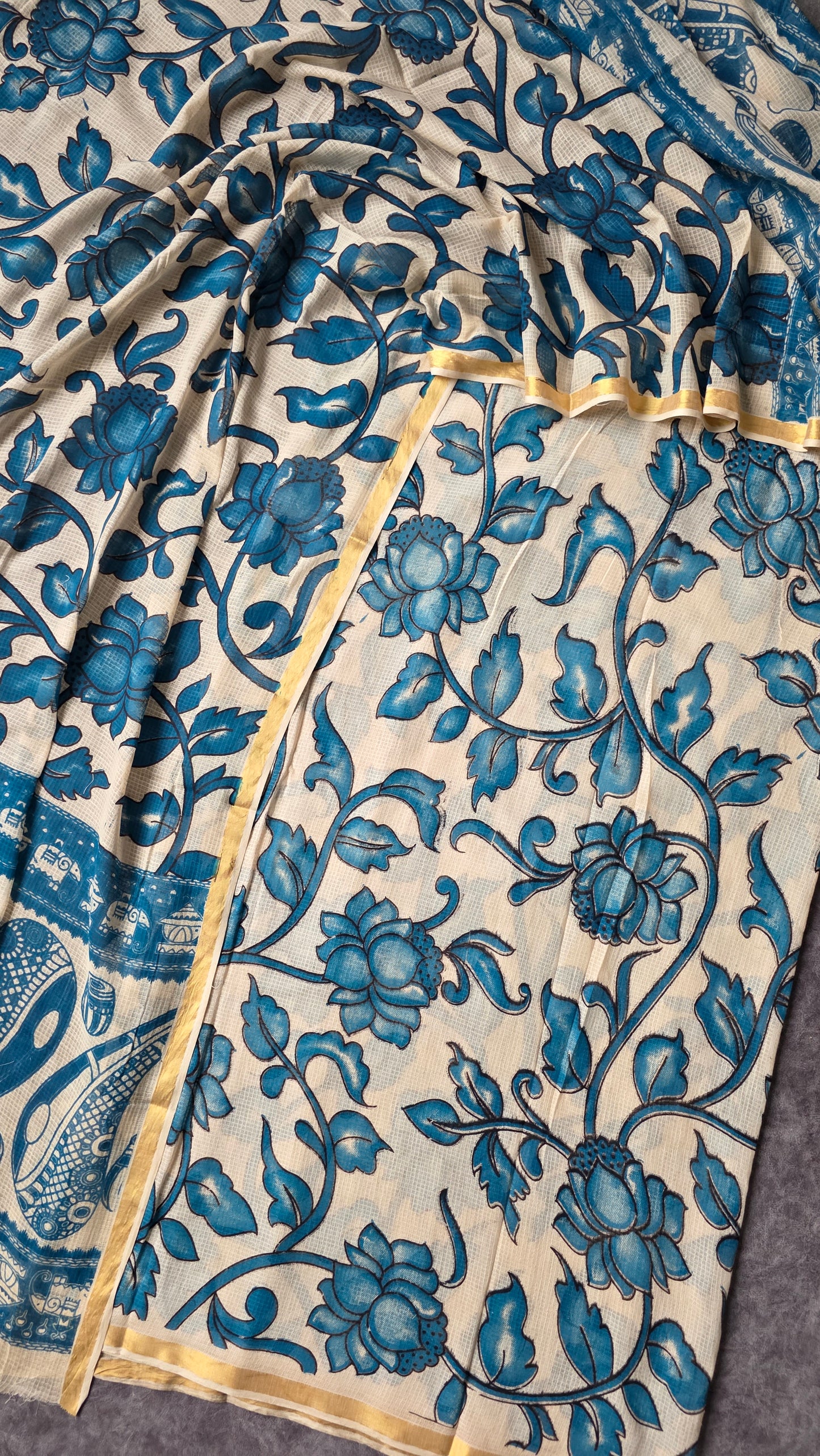 Handcrafted Kota kalamkari set (2 pc set )- AK315