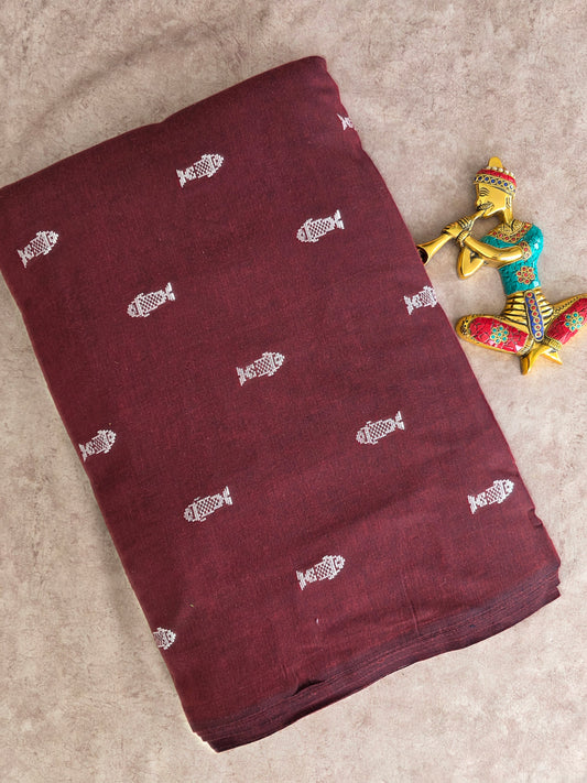Prewashed Pure handloom cotton running material ( 0.5 mtrs ) - HRM142