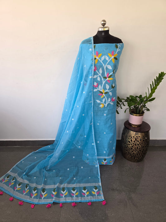 Silk cotton jamdhani set  - AV243