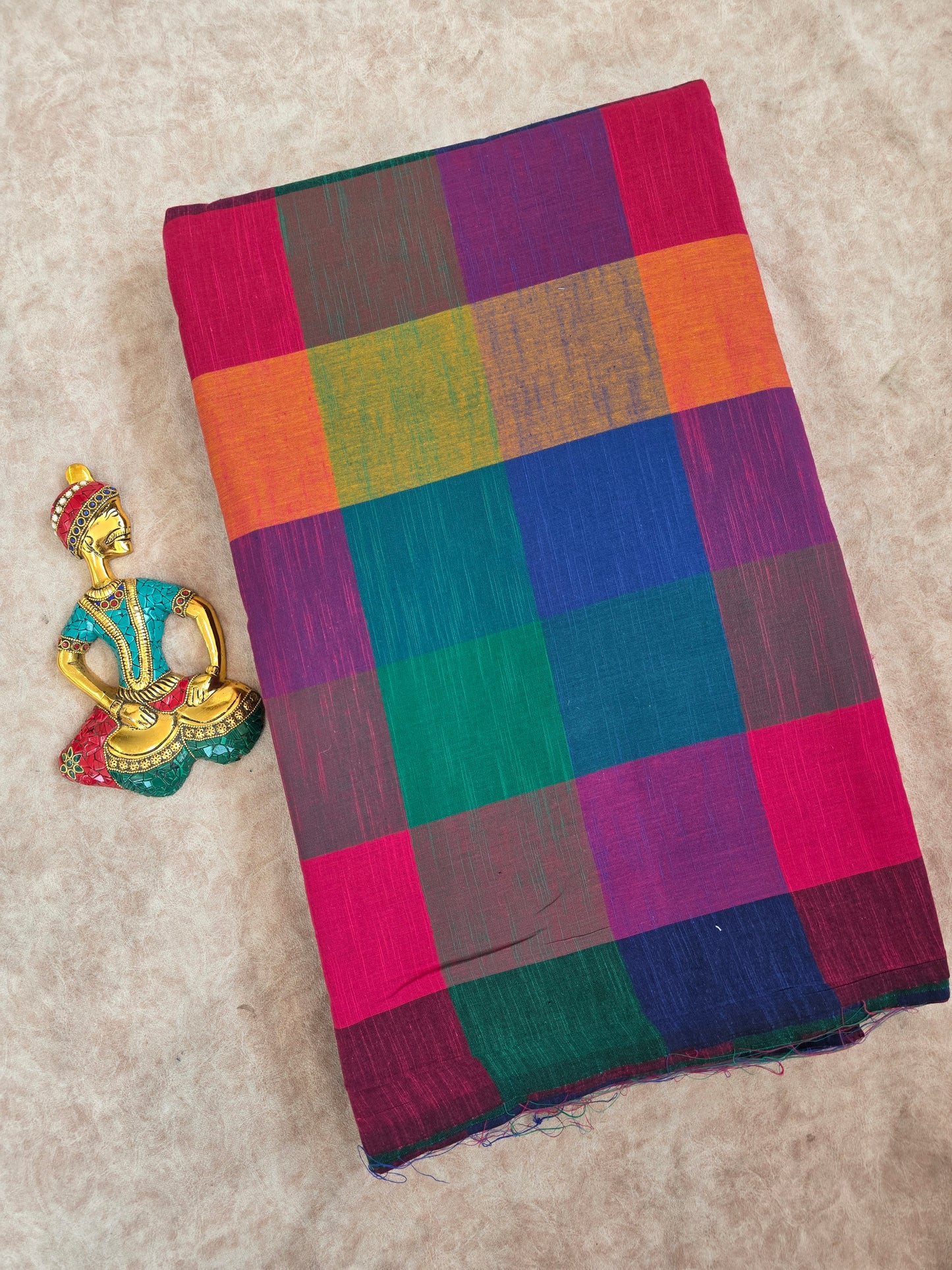 Madras kattam prewashed textured running material (4 inches*4 inches) - MD53