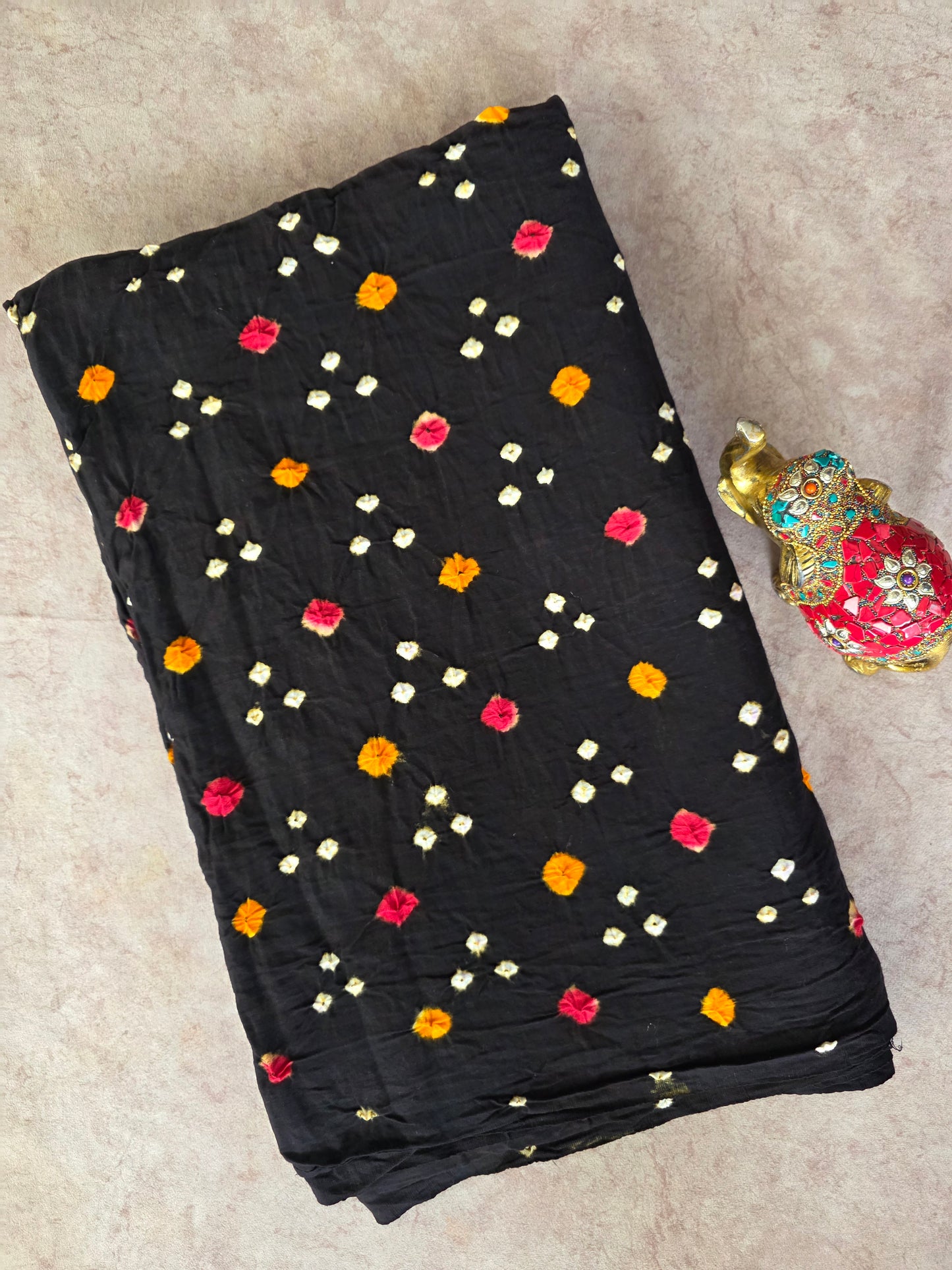 Handcrafted bandhini cotton running fabric-BN164