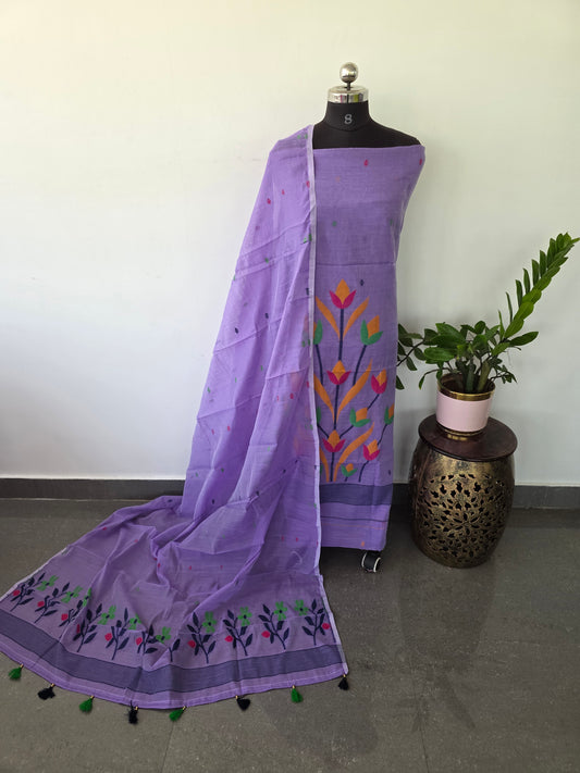 Premium Silk cotton jamdhani set  - AV253