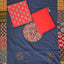 Handcrafted ajrakh cotton top with applique cotton shawl - BAA42