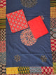Handcrafted ajrakh cotton top with applique cotton shawl - BAA42