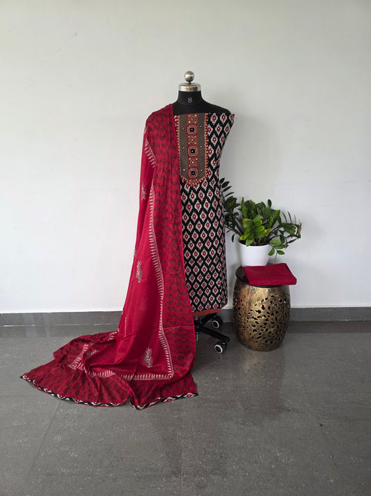 Pure cotton set with ajrakh print - 222