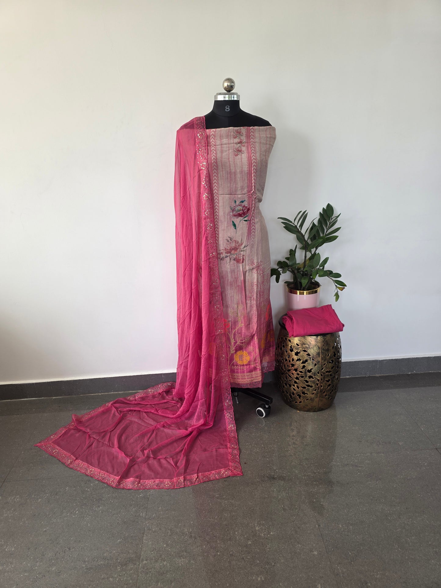 Viscose muslin jacquard silk set - VM17