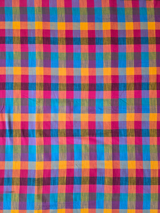 Madras kattam prewashed textured running material (1 mtr) - MD28 (2 inches*2 inches)