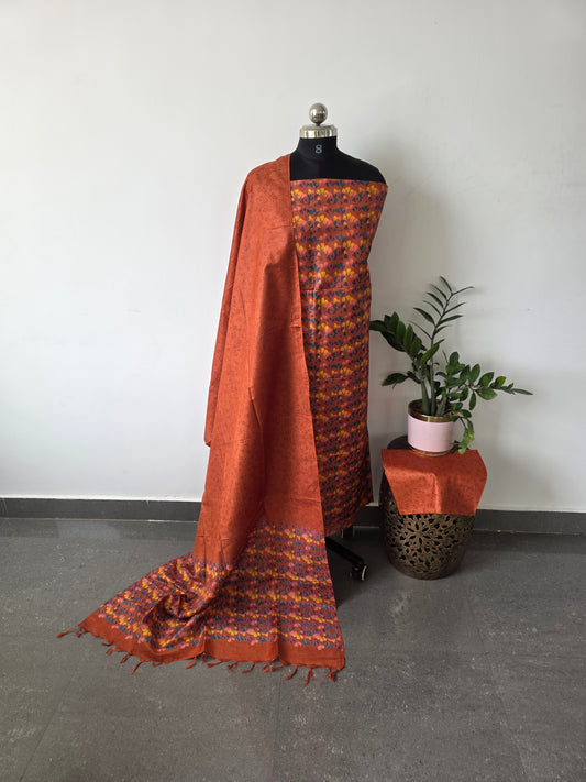 Katan ajrakh silk set - FN12