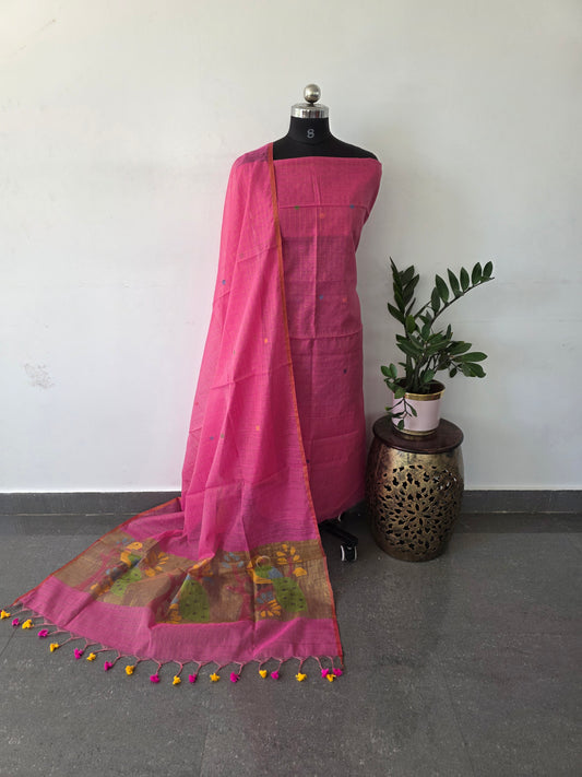 Premium zari checked muslin jamdhani - ZA9