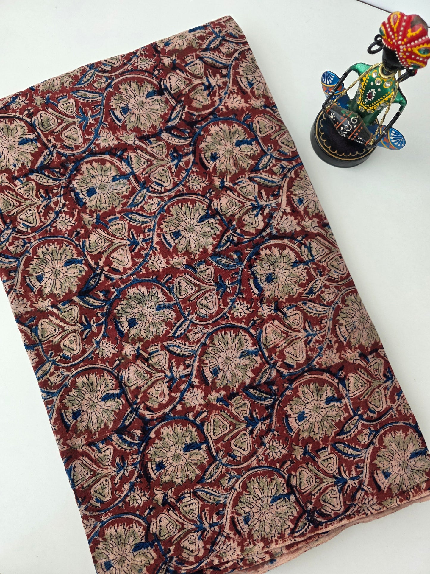 handblock pure kalamkari cotton running material (0.5 meter)- KM32