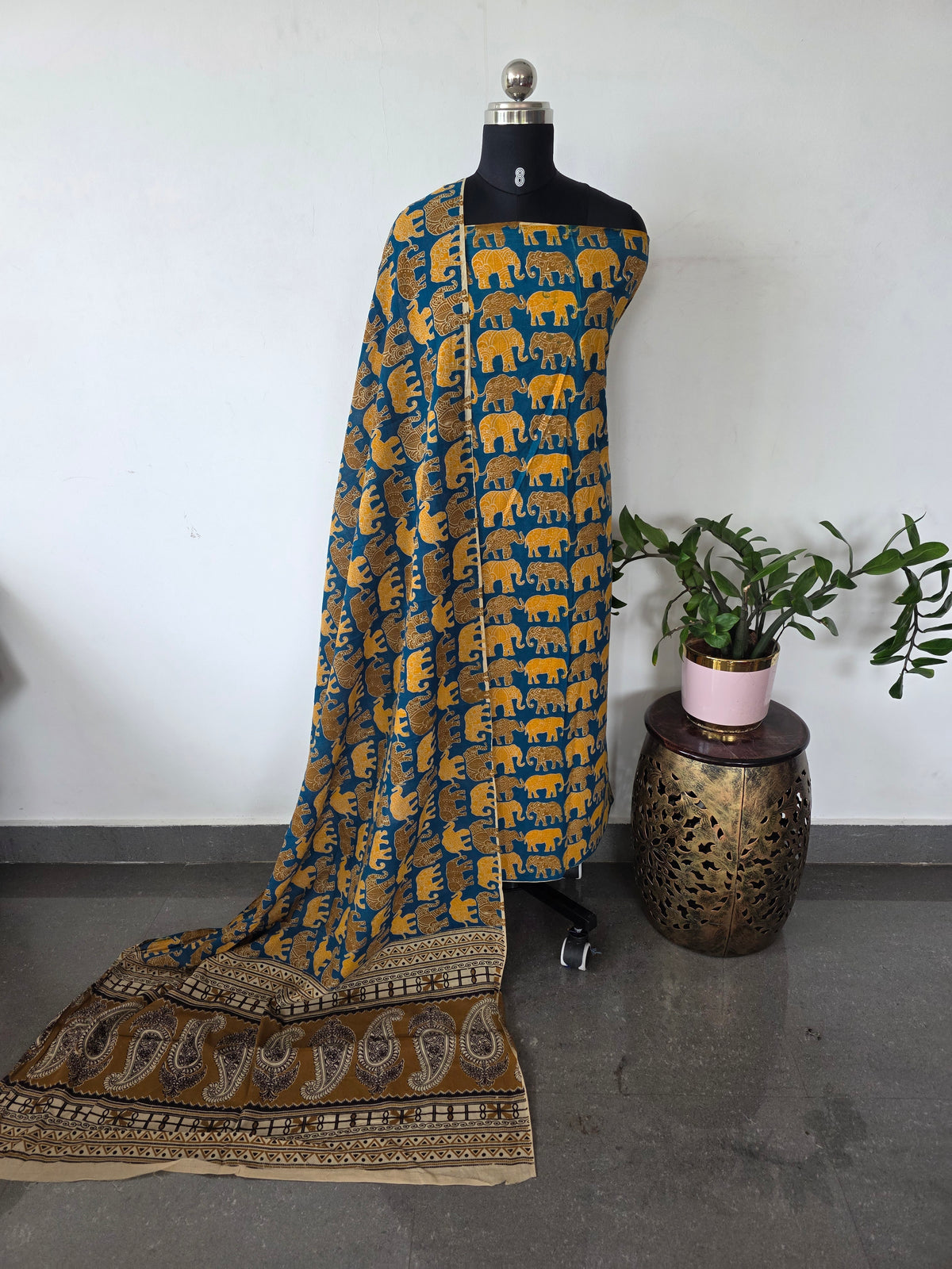 Handcrafted pure kalamkari cotton set (2 pc)- AK455
