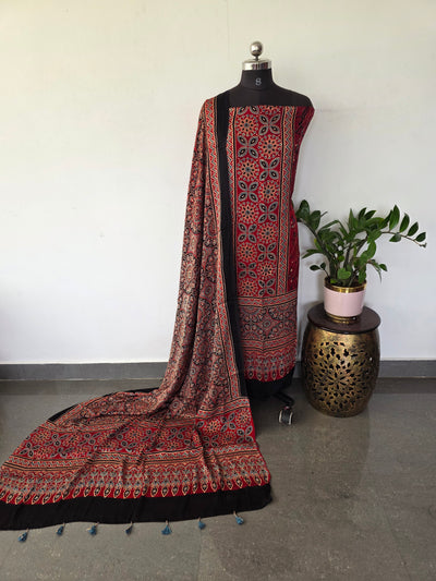 Handcrafted ajrakh modal silk set - HZ215
