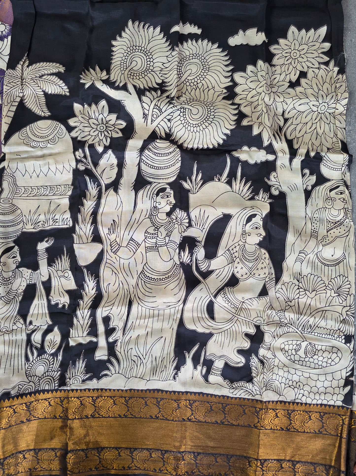 Kanchi border chennuri kalamkari  silk set - AK427