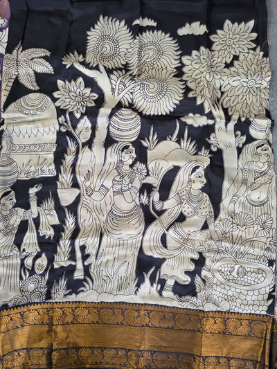 Kanchi border chennuri kalamkari  silk set - AK427