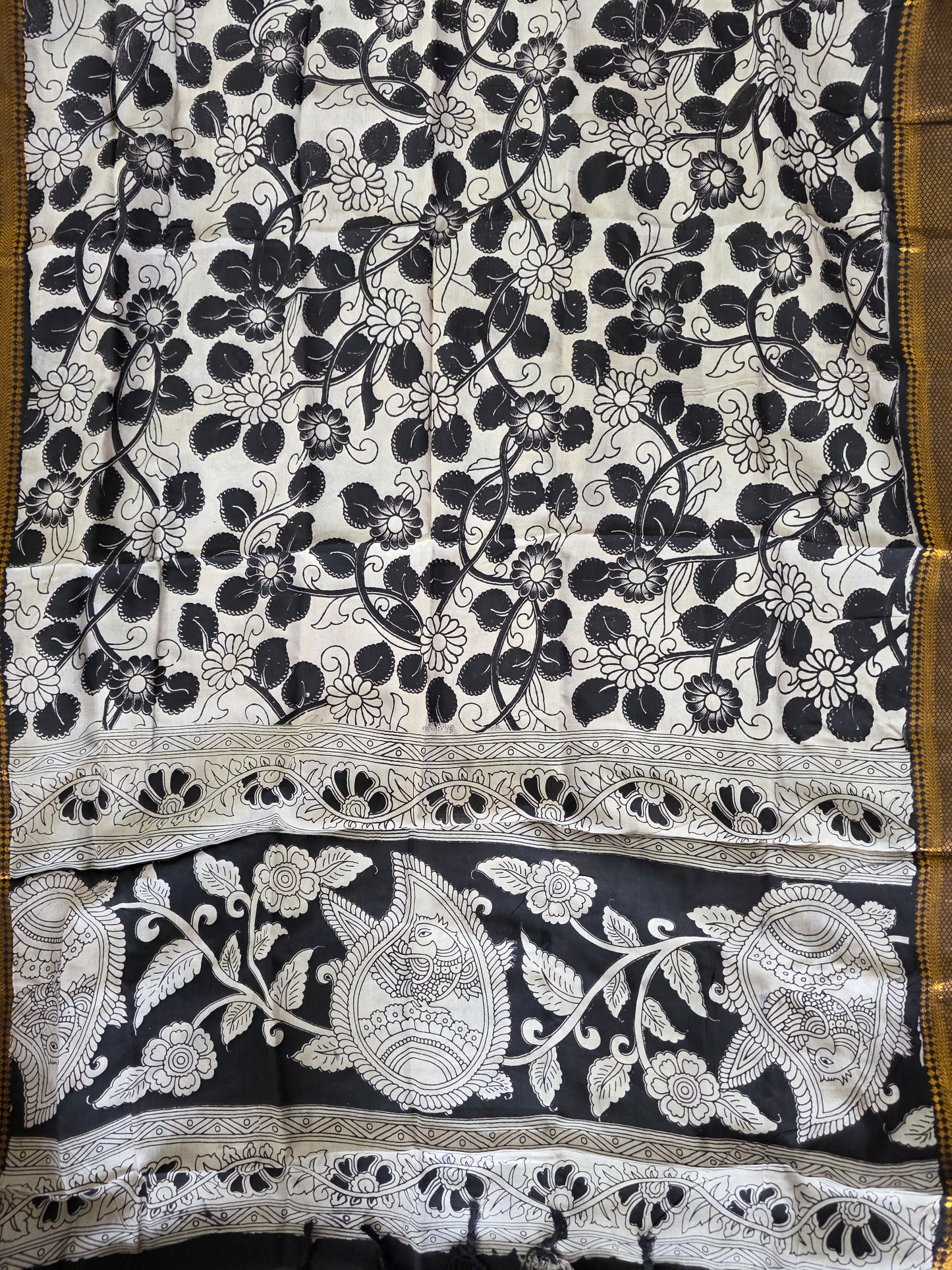 Kanchi border chennuri kalamkari  silk set - AK427