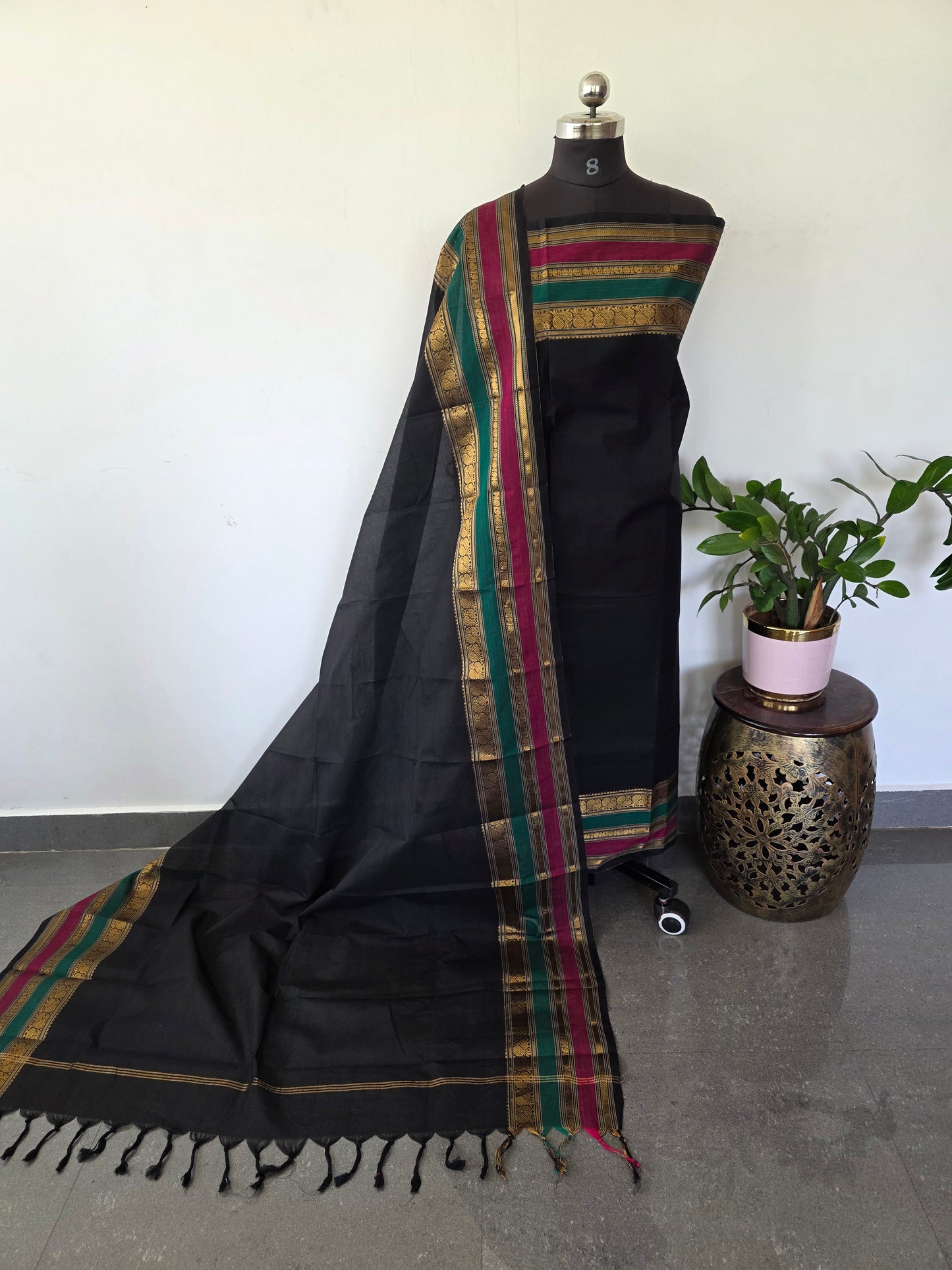 Premium chettinadu cotton salwar set (Black)-Ck221