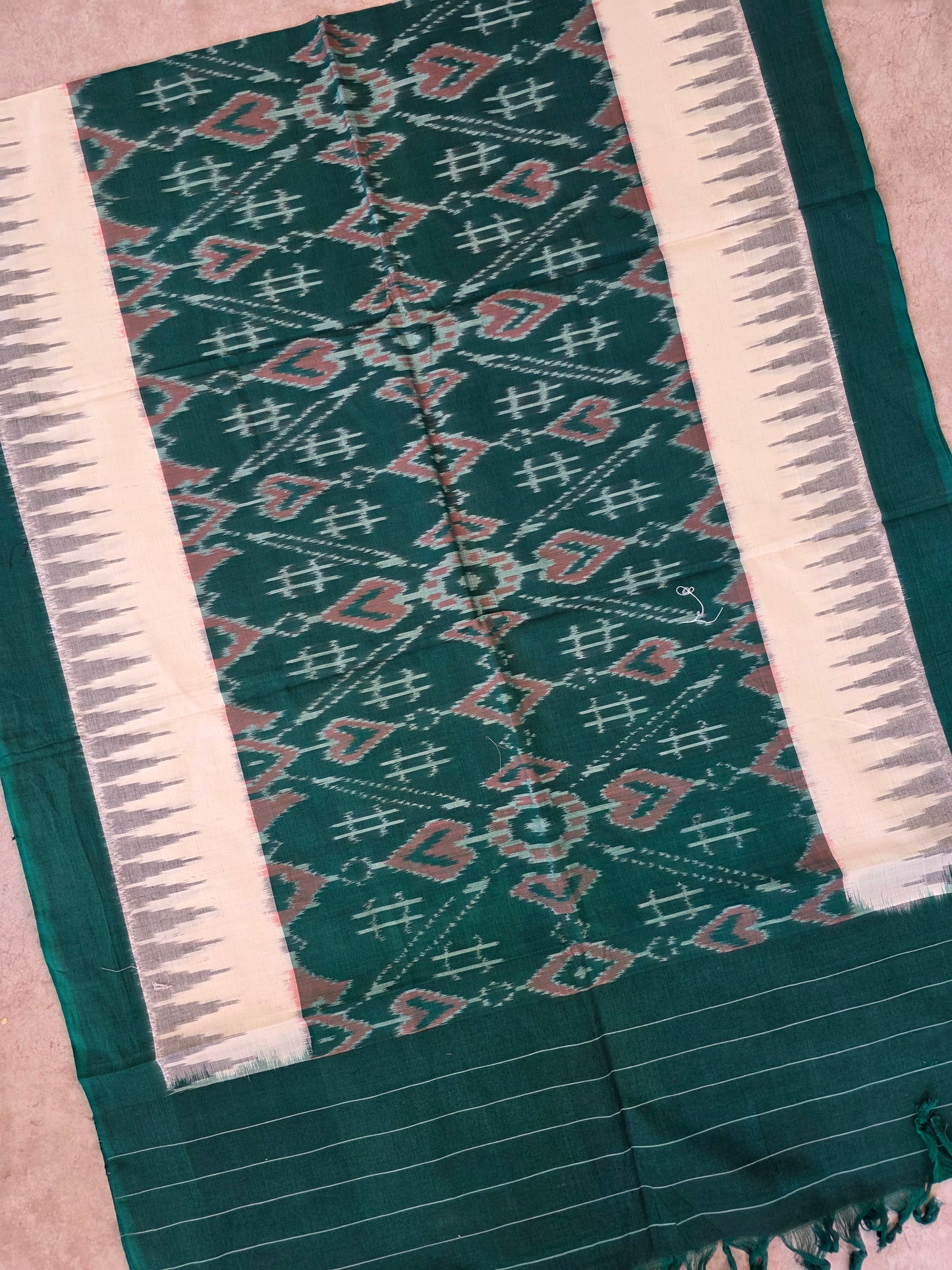 Handloom  mercerised weft ikkat duppatta  - KK130