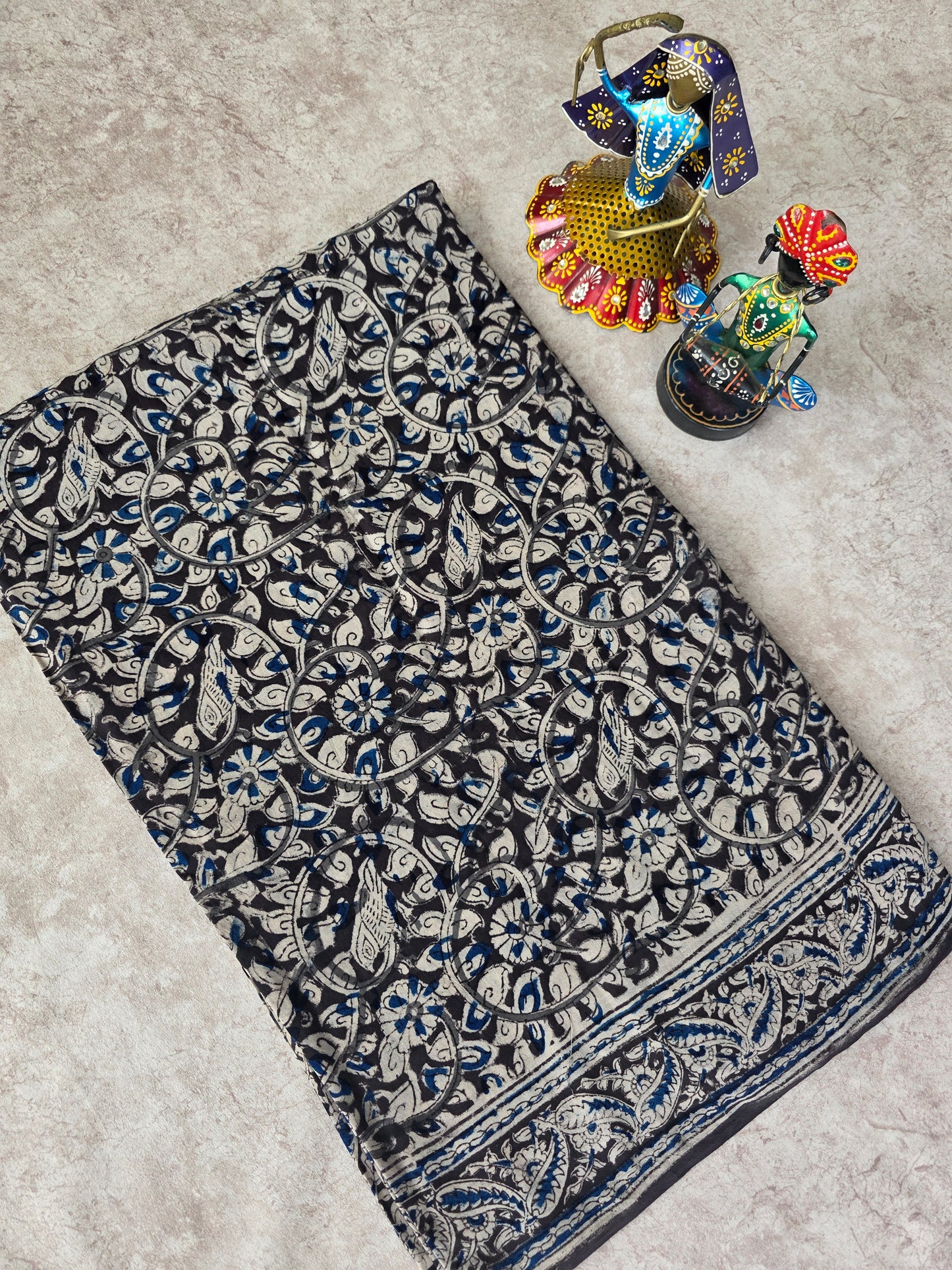 Handblock pure kalamkari cotton saree  - HS3