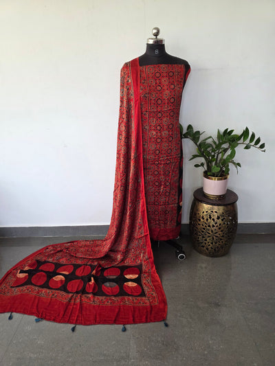 Handcrafted ajrakh modal silk set - HZ189