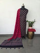 Handcrafted ajrakh cotton set with bandhini duppatta(Black)-HZ372