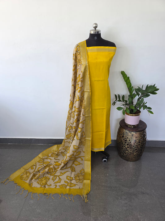 Pure chennuri silk top with pure chennuri silk kalamkari mangalagiri border  - ES55