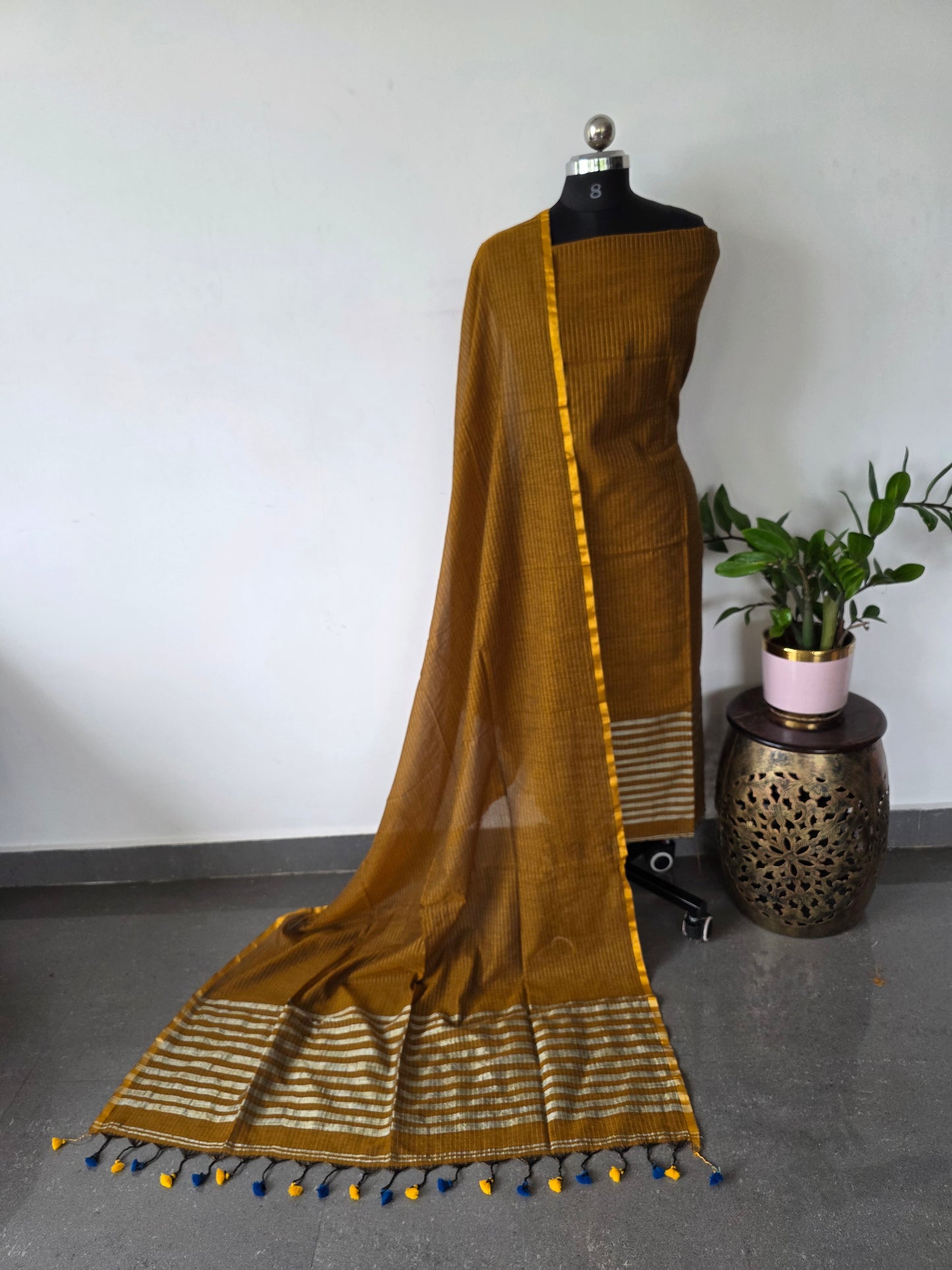 Premium mul khadi zari lines salwar set - MUL288