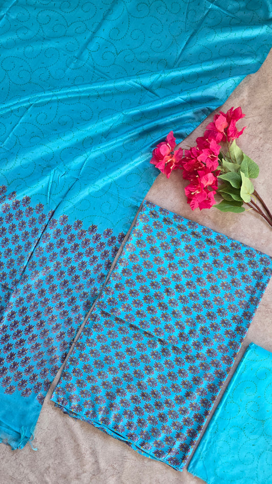 Bhagalpuri  katan silk handblock salwar set - BA13