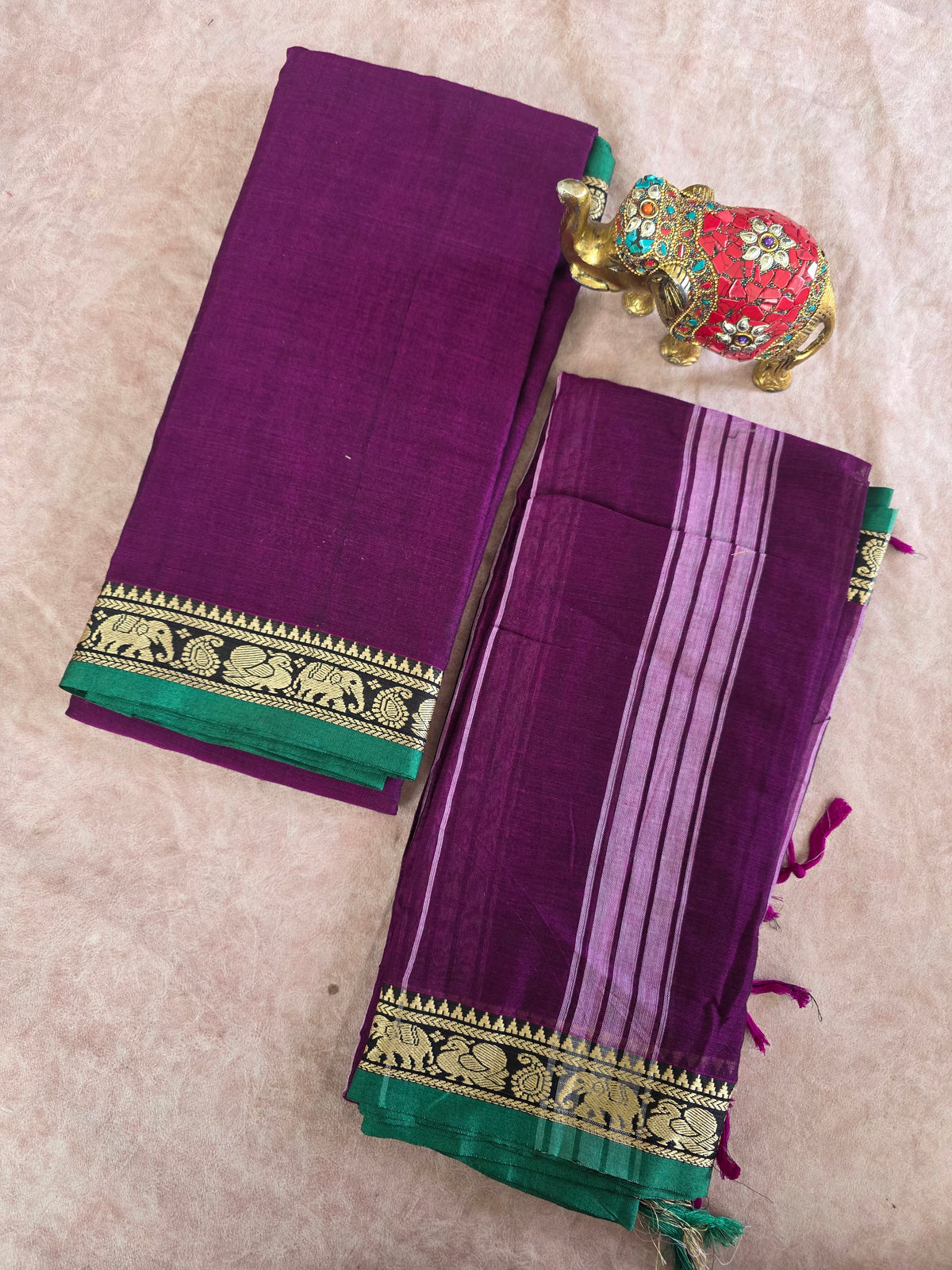Mercerised narayanapet salwar set with elephant border (4.5 meters) - NA564