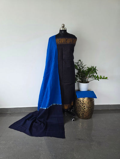 Madurai sungudi zari kattam salwar set - dark blue with ink blue MS24