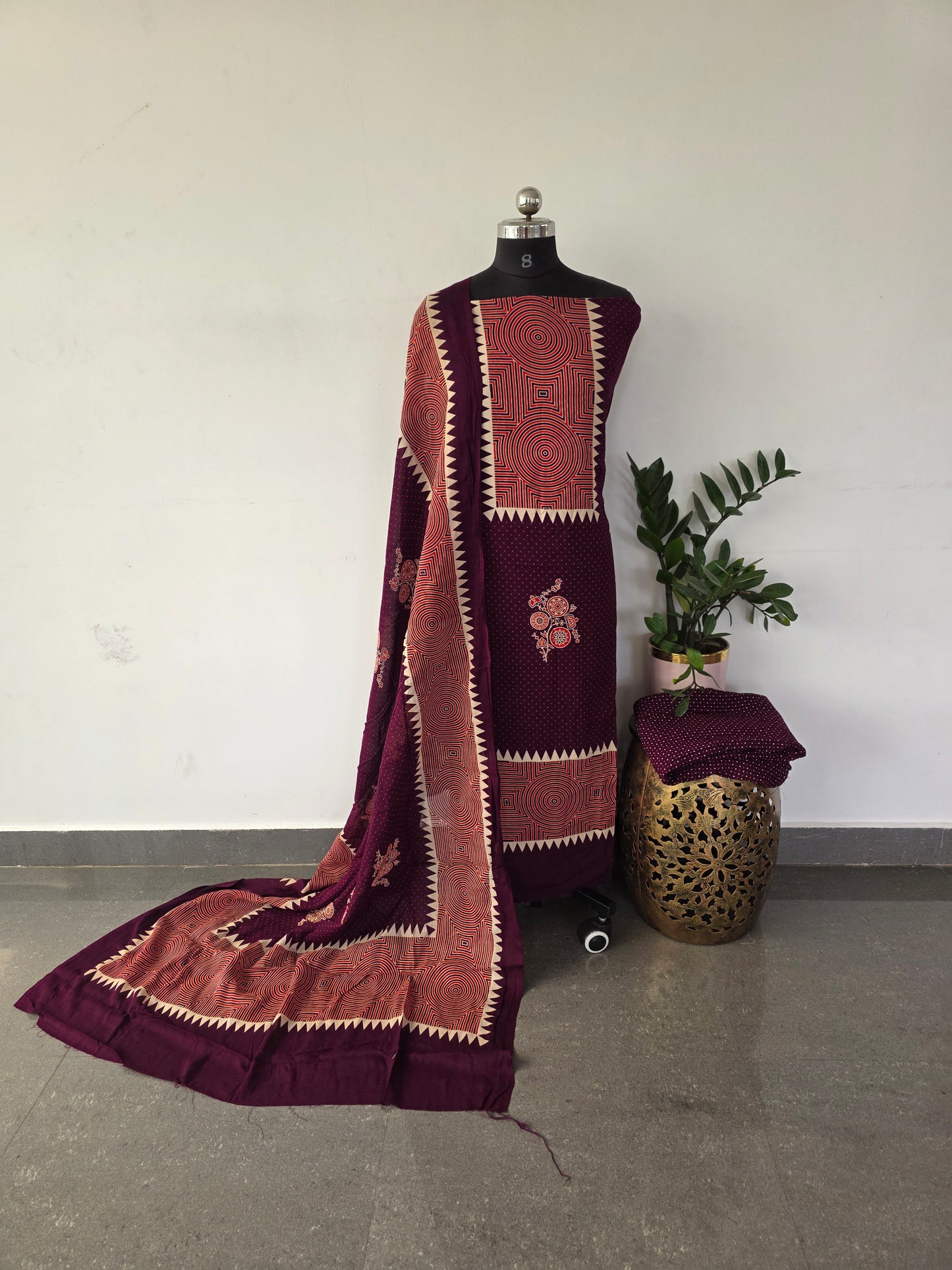 Premium ajrakh heavy rayon set -HR9