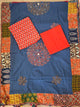 Handcrafted ajrakh cotton top with applique cotton shawl - BAA22