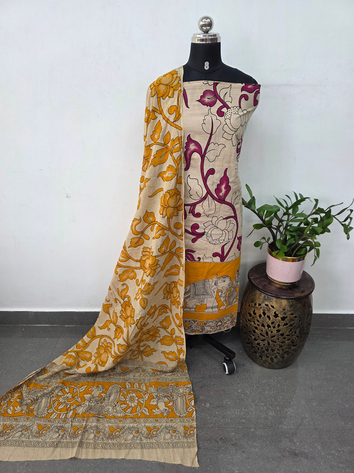 Handcrafted pure kalamkari cotton (2 pcs) set -AK569