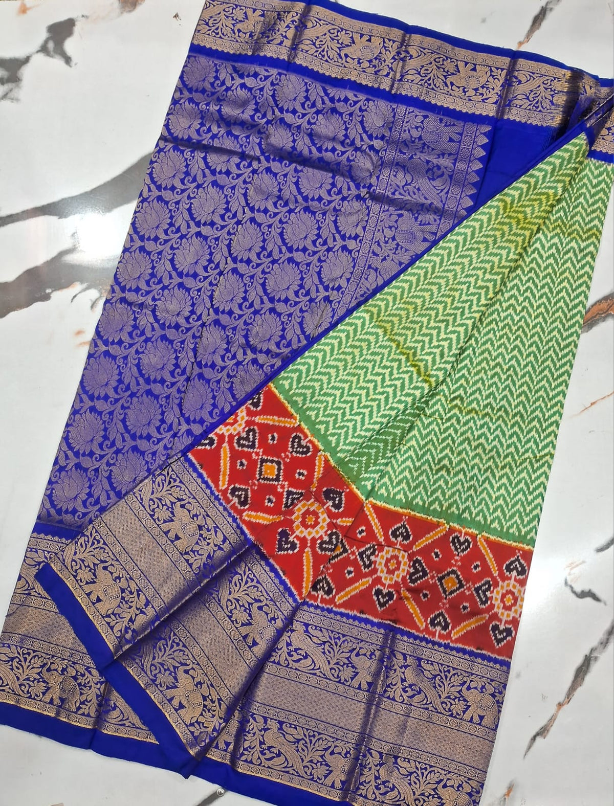 Mulbery ikkat kanchi border pattu saree-WW880