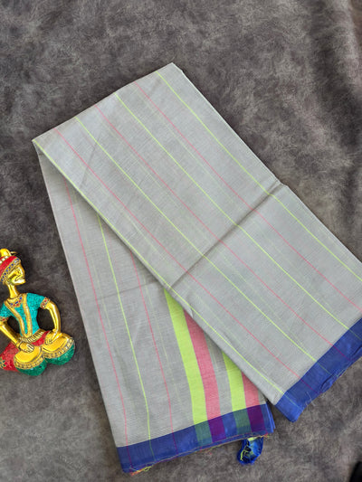 Pure dobby south cotton saree with thread lines - MAA177