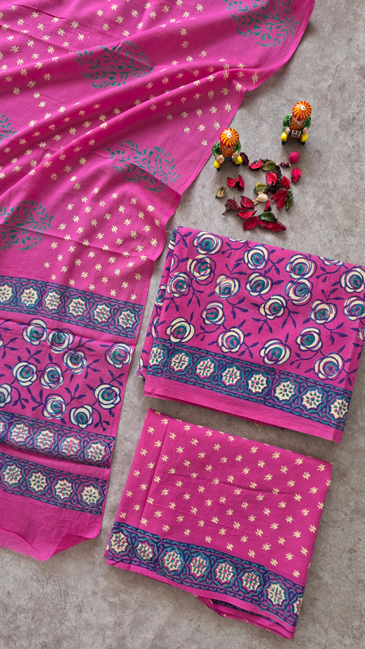 Handblock Jaipuri pure cotton set - JA474