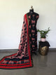 Ajrakh inspired semi maheshwari silk set(Black)-HZ382