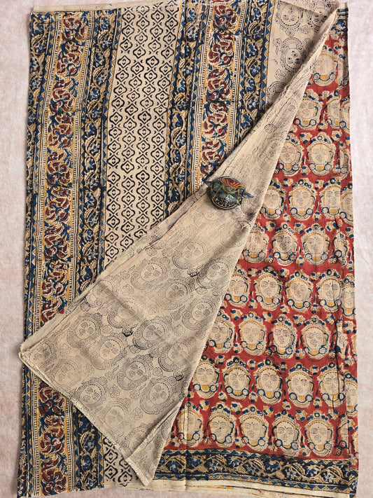 Handblock pure kalamkari cotton saree - HZ1