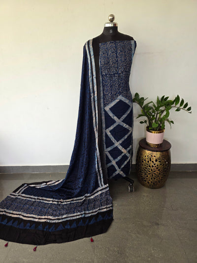 Handcrafted ajrakh modal silk set - HZ202