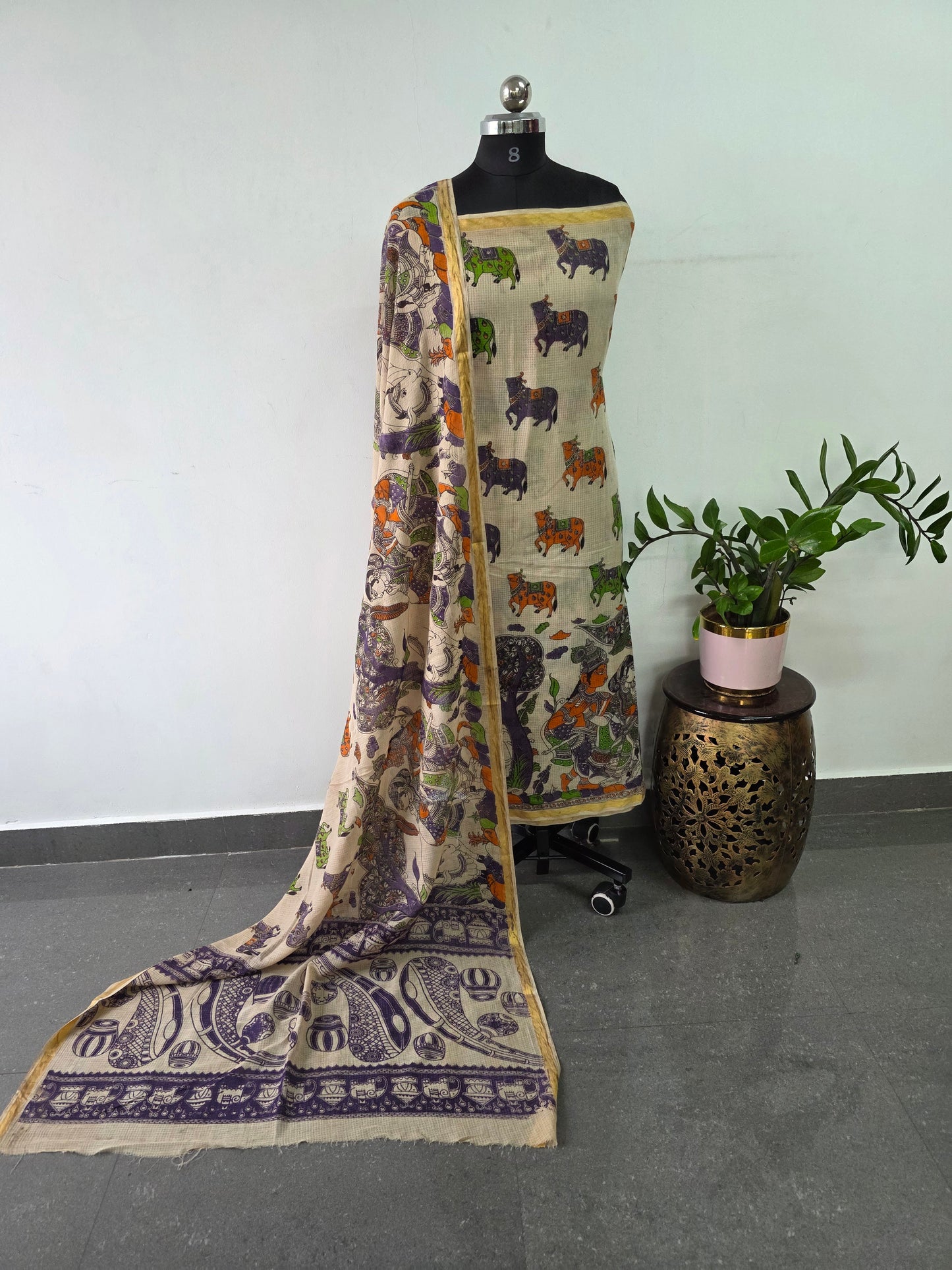 Handcrafted Kota kalamkari set (2 pc set )- AK310